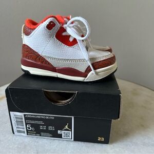 Jordan Toddler Retro 3 SE TD DV7026-108 Mars Stone White Red Cement Size 5c NIB